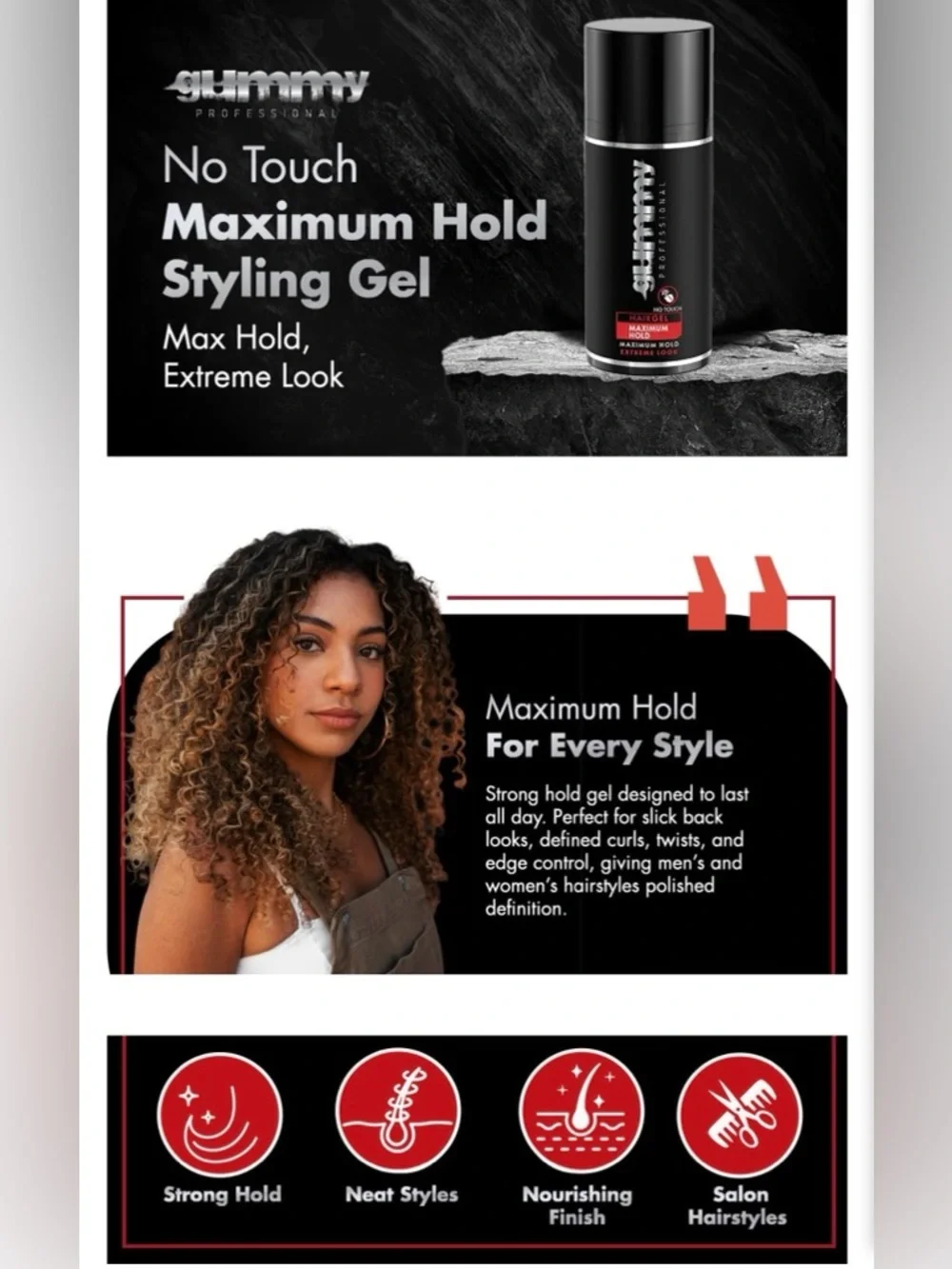 No Touch Hair Gel for Men and Women – Maximum Hold